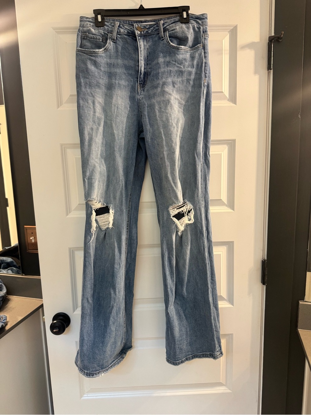 Flying Monkey Light Blue Distressed Flare Jeans